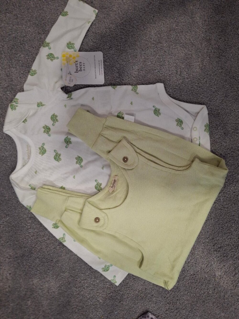 Burt's Bees Baby Tortoise Jumpsuit & Bodysuit Set, organic, 6-9 mo, green boys